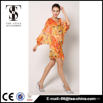 2016 novo design chiffon impresso Long Beach Dress Cover Up Beach Dress